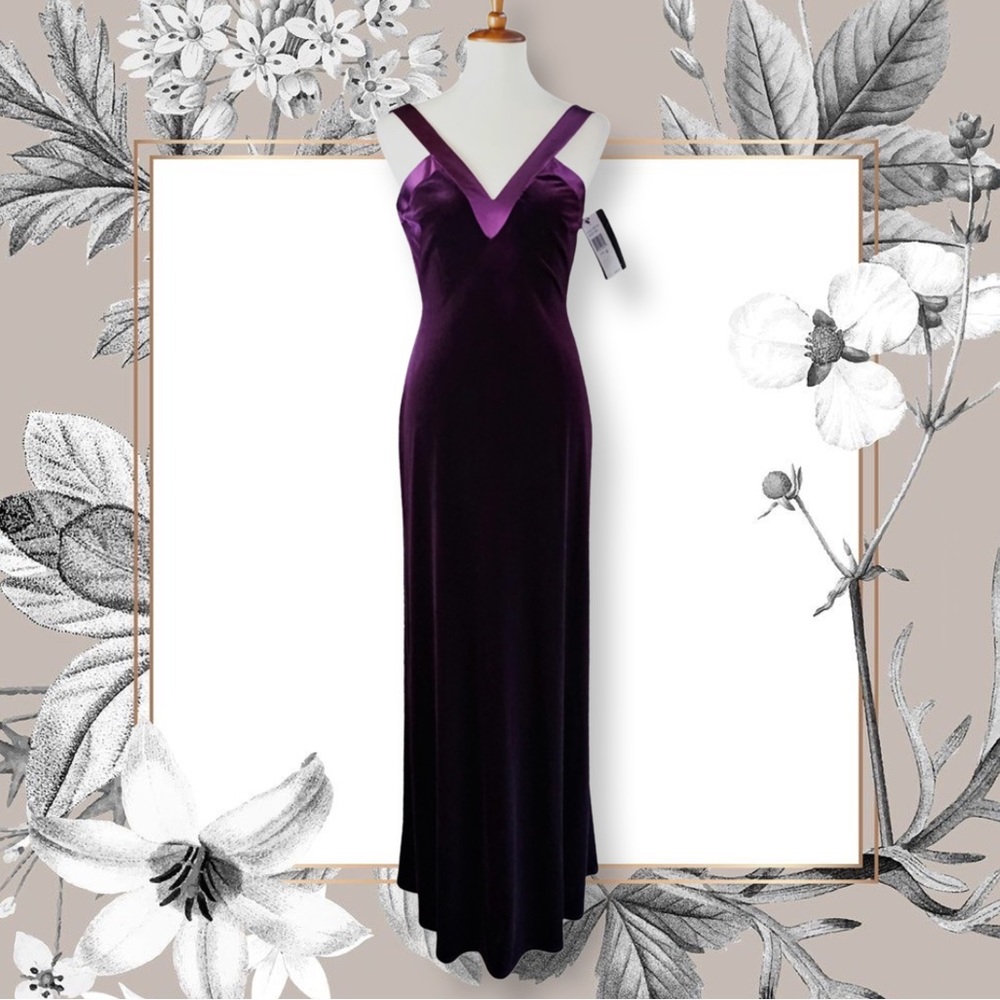 David Meister velvet gown 6 S small eggplant purple formal occasion date dress